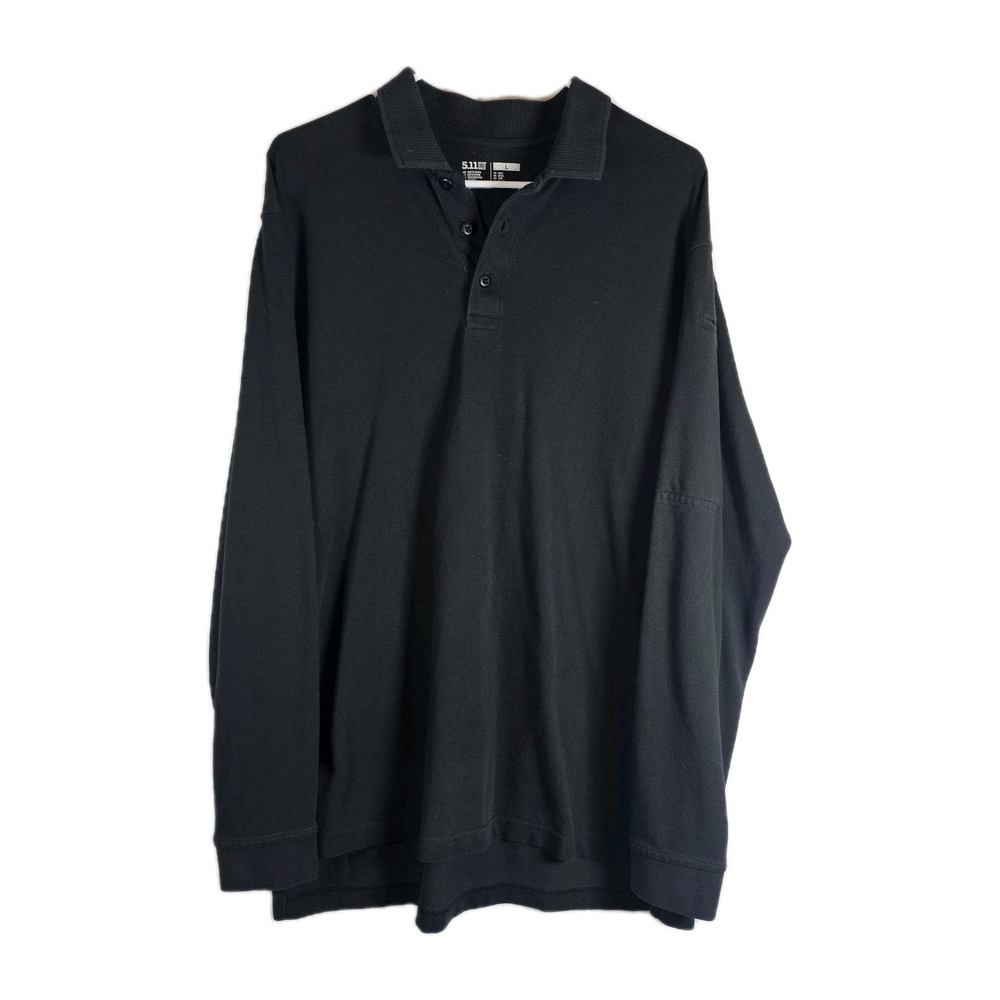 5 11 Tactical Polo Shirt Mens Large Black Long Sleeve Tactical Collared
